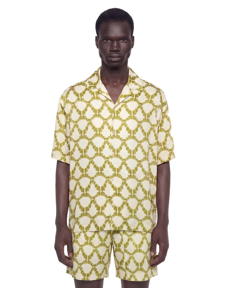 Laneus Lightweight Viscose Graphic Shirt Green