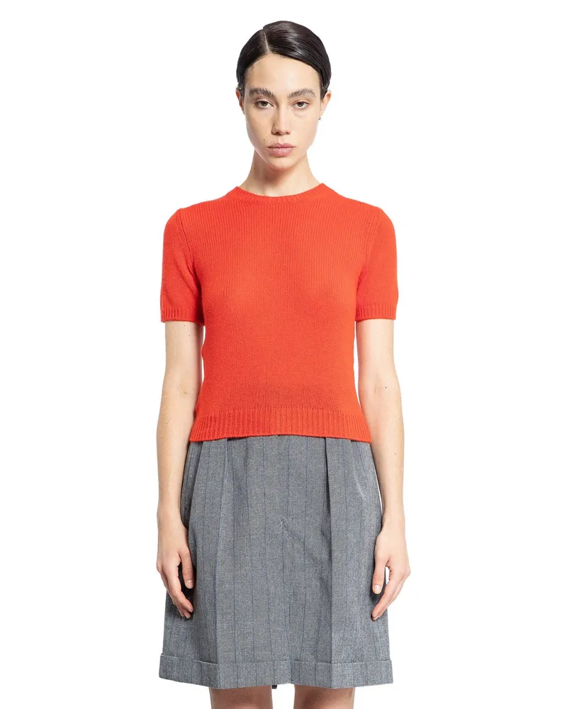 Prada Short Sleeve Cashmere Sweater Red