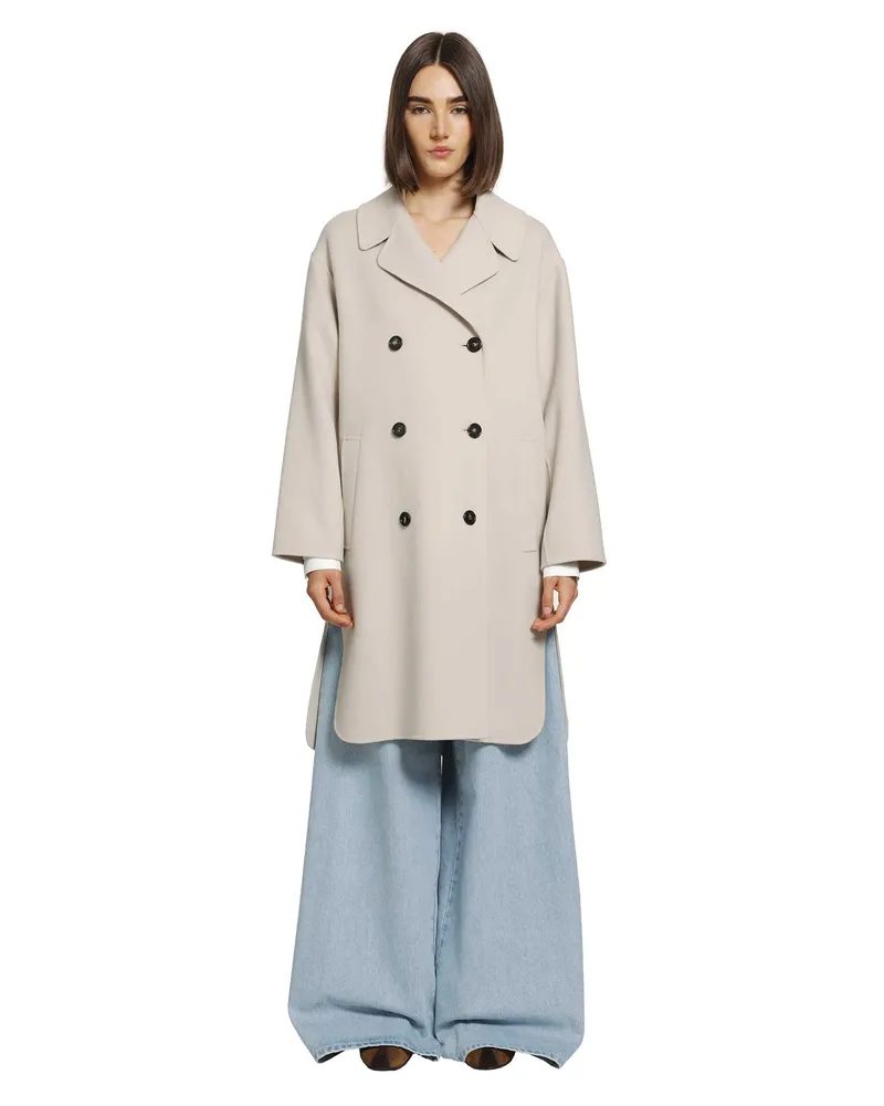 Max Mara Double-breasted Wool Midi Coat Beige