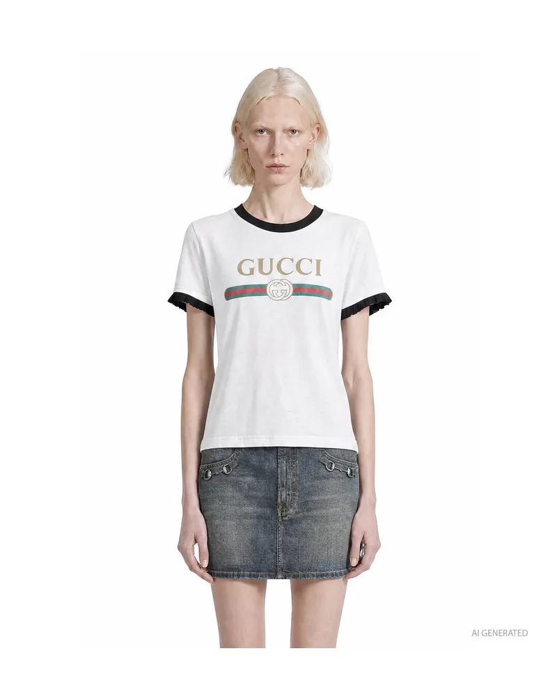 Gucci Interlocking G Ringer T-Shirt White