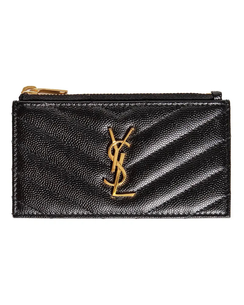 Saint Laurent Cassandre matelassé fragments card case Black
