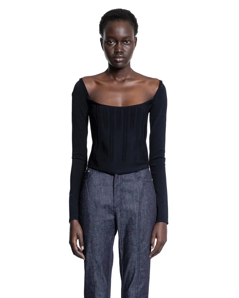 Thierry Mugler Top a maniche lunghe ottomano Black
