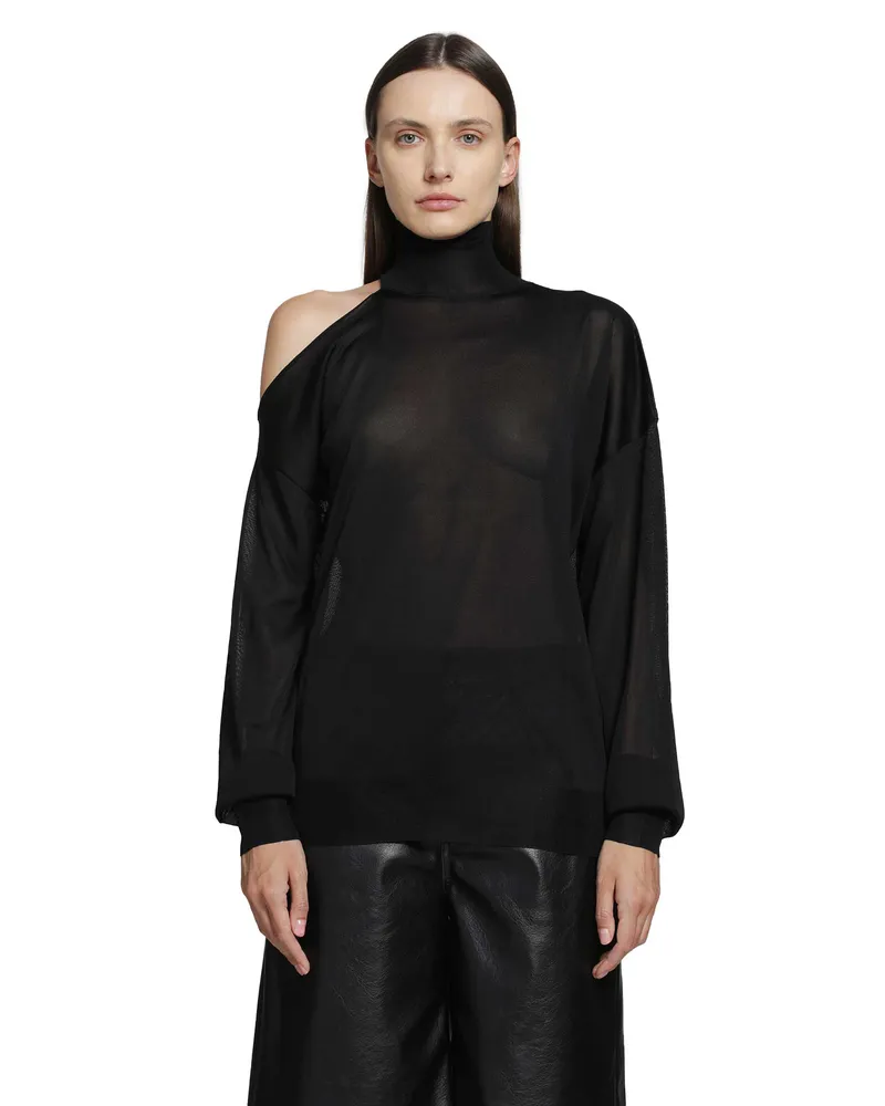 Fendi Cut-Out Turtleneck Top Black