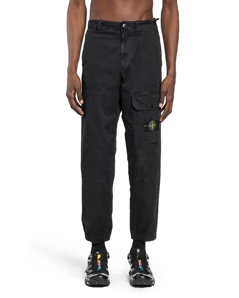 Stone Island 3100033 'Old' Effect Twill Cargo Pants Black