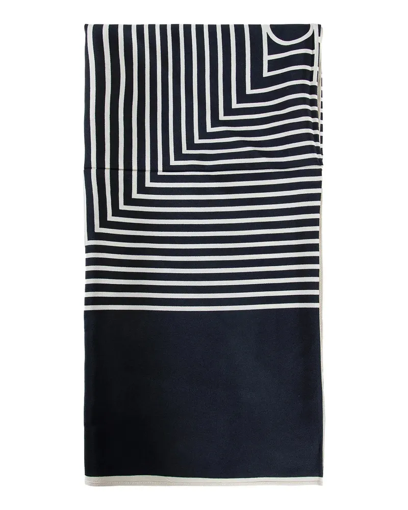 Totême Centered Monogram Silk Scarf Black&white