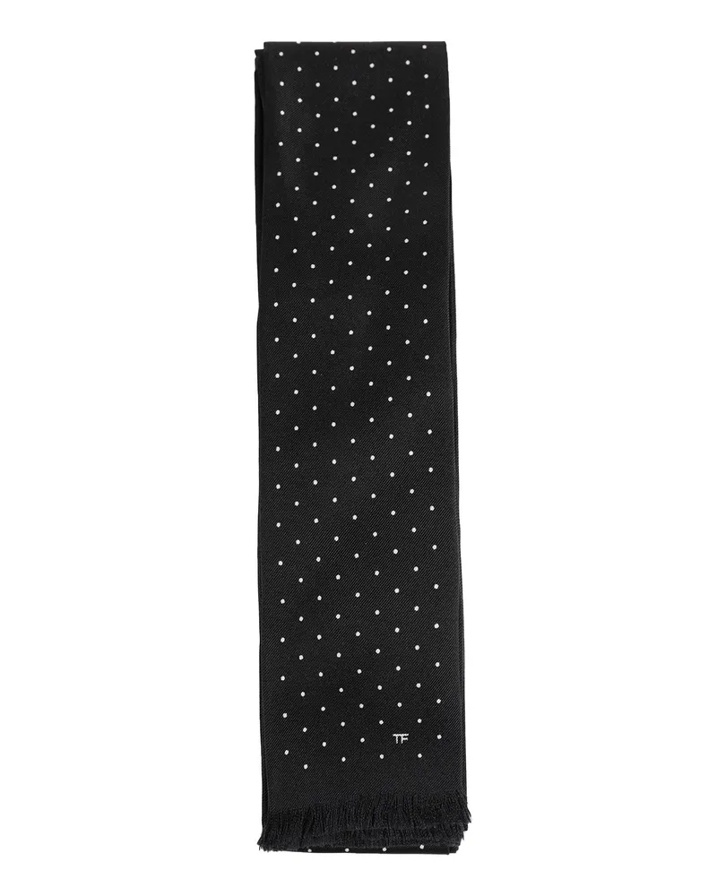 Tom Ford Micro Polkadot Silk Scarf Black