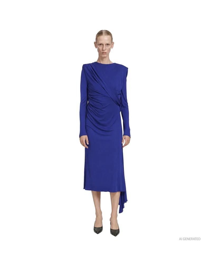 Versace Viscose Crepe Jersey Dress Blue