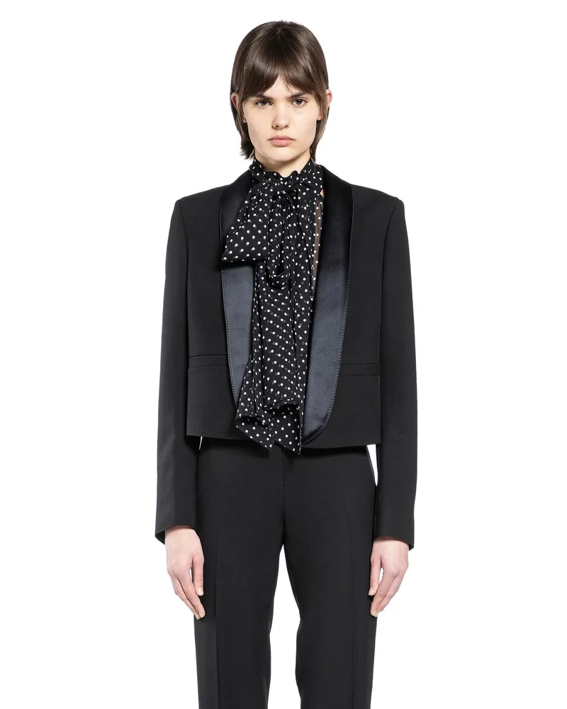 Tom Ford Single Breasted Cropped Tuxedo Jacket Black