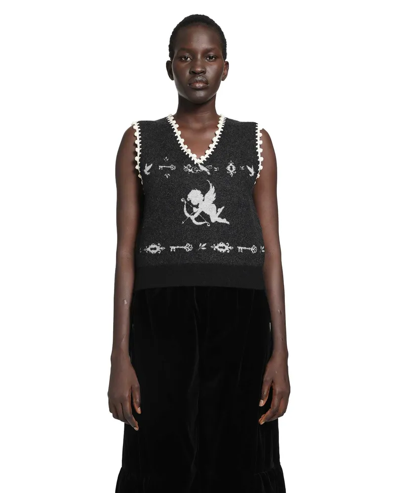 Renli Su Romantic Angel Wool Knit Vest Grey