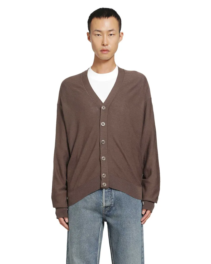 Christophe Lemaire Relaxed Twisted Cardigan Brown