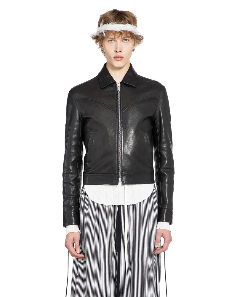 Ann Demeulemeester Ulv Western Jacket in Leather Black