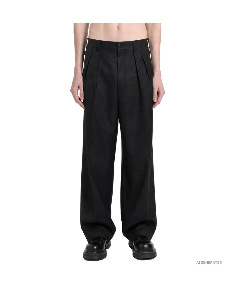 Comme des Garçons Pleated Wool Trousers Black