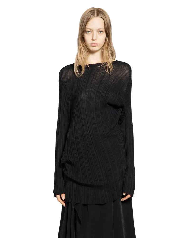 Yohji Yamamoto WOMAN BLACK T-SHIRTS & TANK TOPS Black
