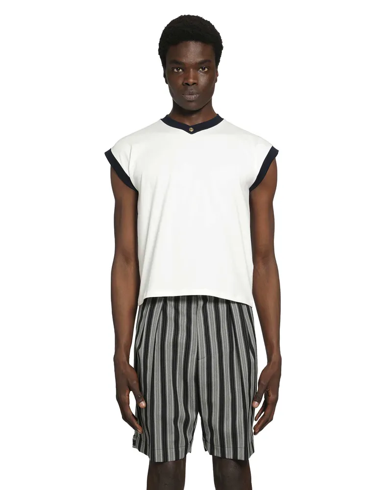 Versace Stretch Cotton Jersey V-Neck T-Shirt White