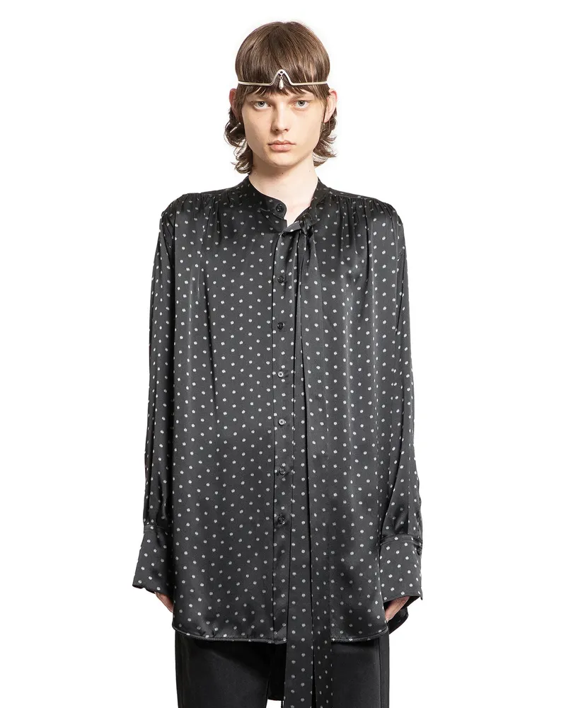 Ann Demeulemeester Solan Lavallière Neck-Tie Shirt Black