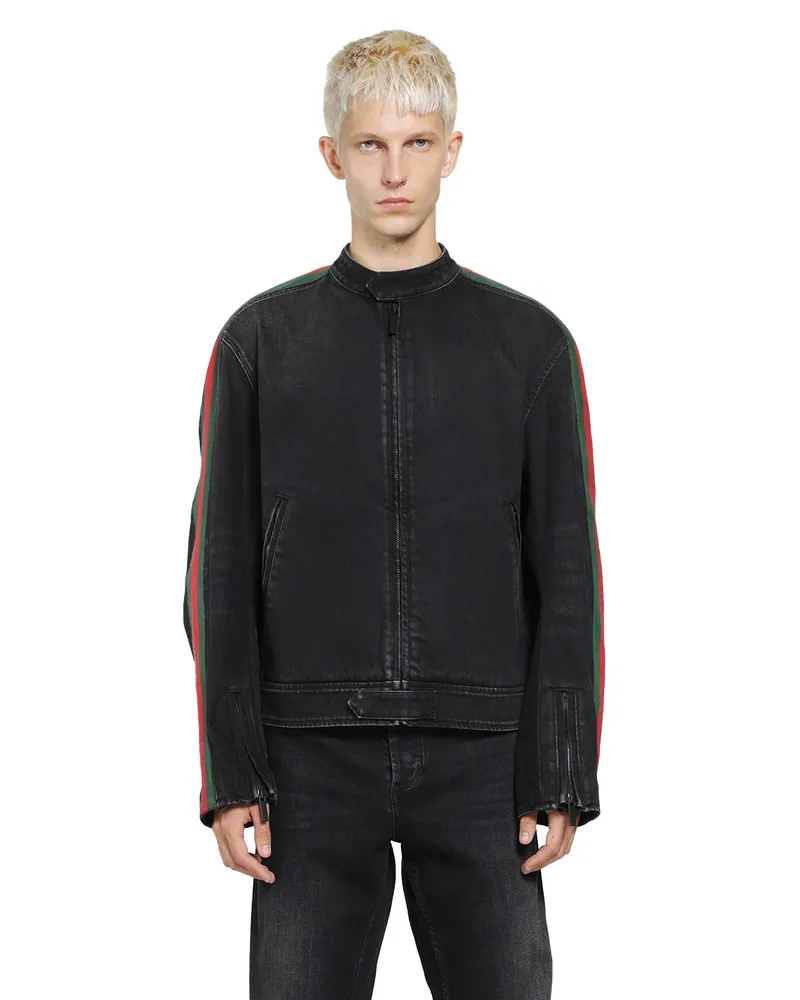 Gucci Biker Jacket With Web Black