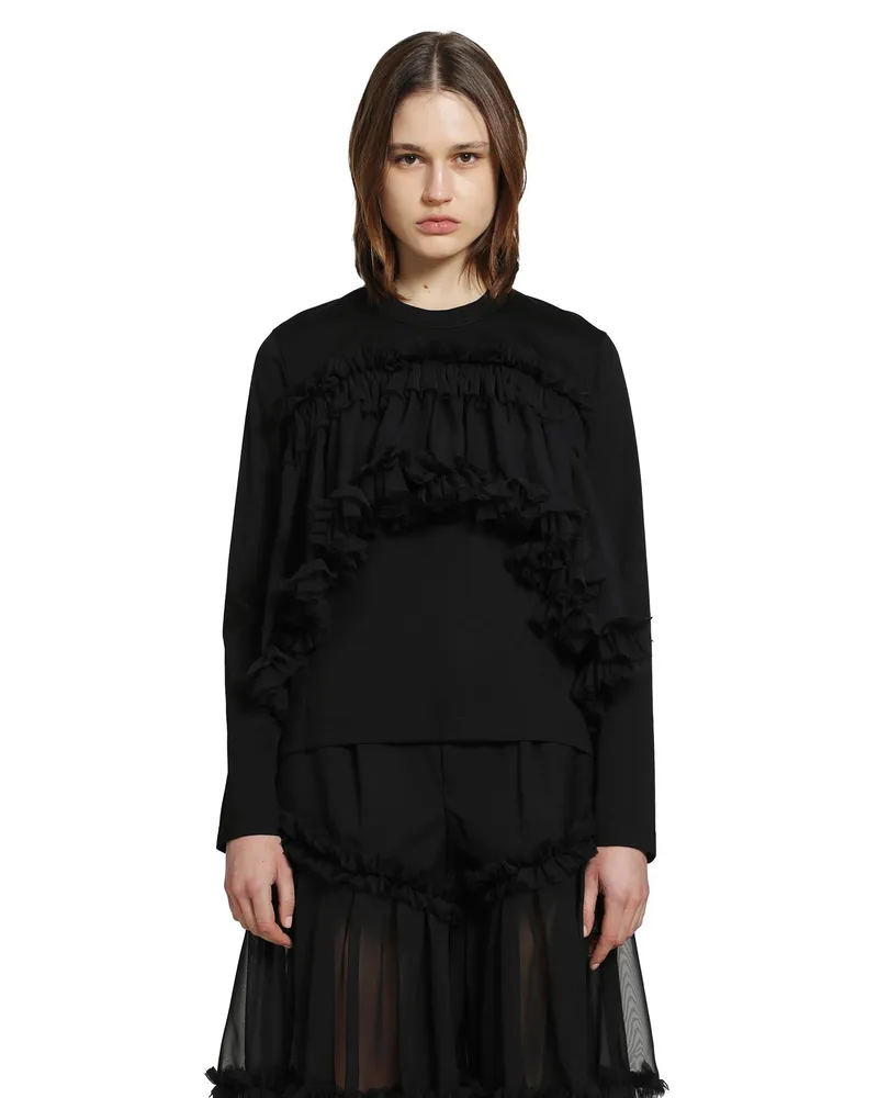 Noir Kei Ninomiya Tulle Long Sleeve T-Shirt Black