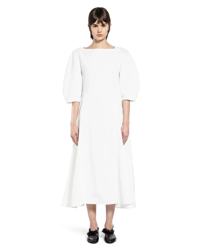 Jil Sander Rounded-sleeved Linen Dress White