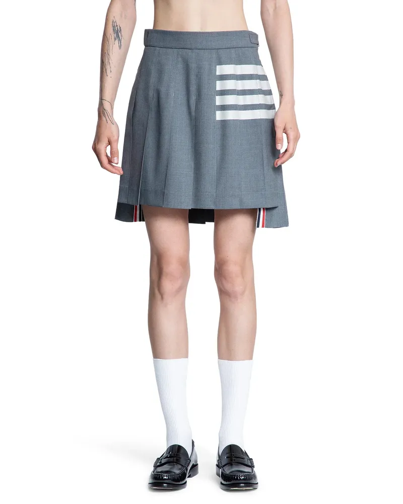 Thom Browne Twill 4-Bar Mini Skirt Grey