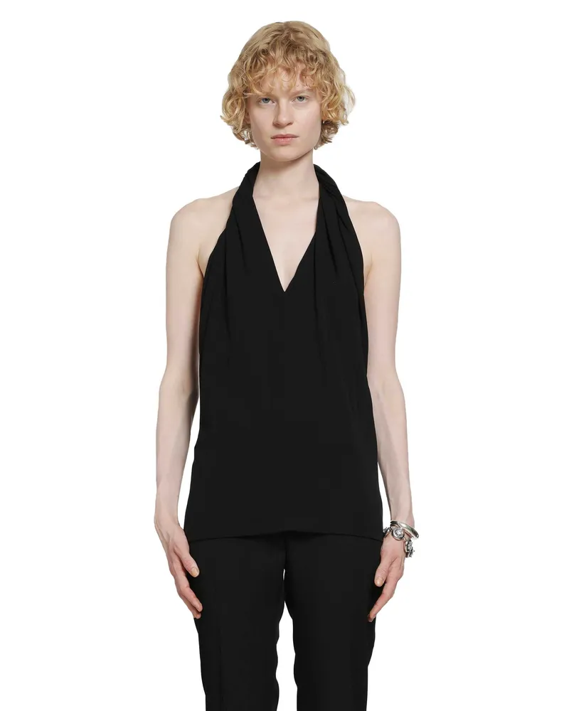 Totême Twisted Jersey Halter Top Black