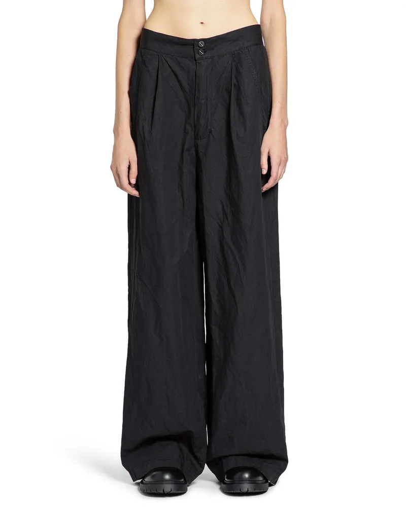 THOM KROM Cotton Lurex Pleated Pants Black