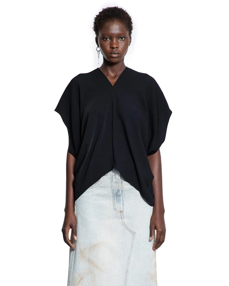 Maison Margiela Draped V-Neck Top Black