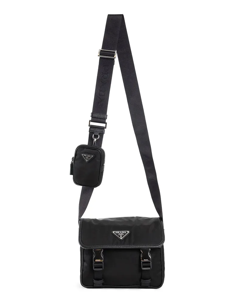Prada Re-Nylon and Saffiano leather crossbody bag Black