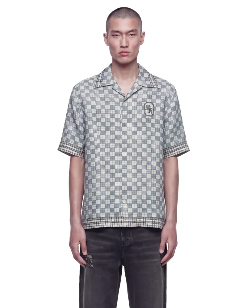 Amiri MA Checkered Bowling Shirt Blue