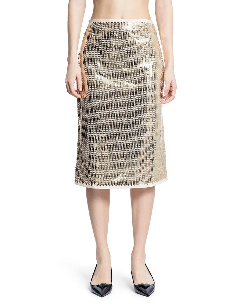Prada Gonna a tubino con paillettes Gold