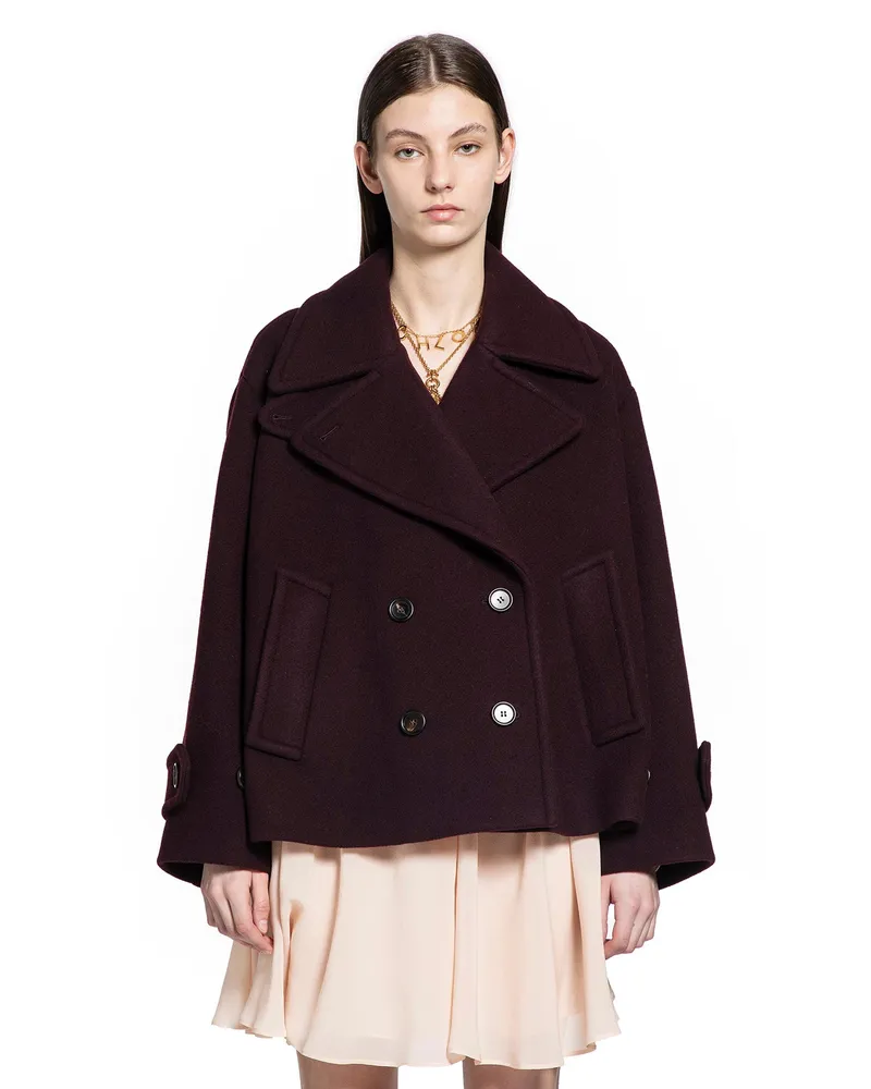 Chloé Oversized Short Coat in Wool Purple