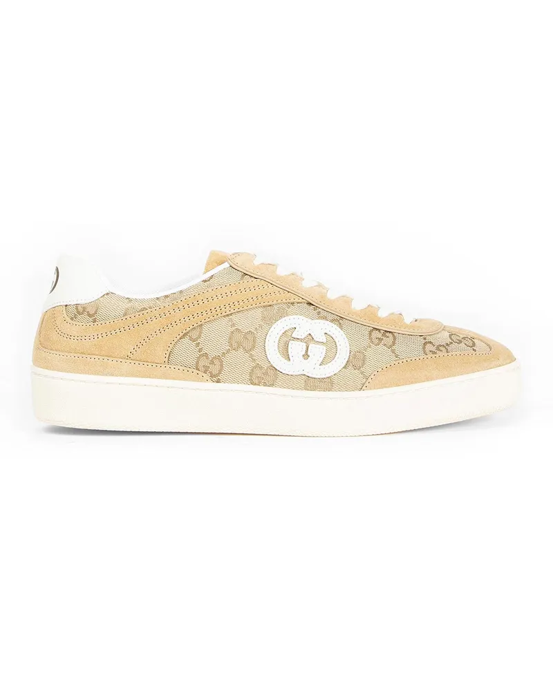 Gucci Calfskin Canvas Sneakers Beige