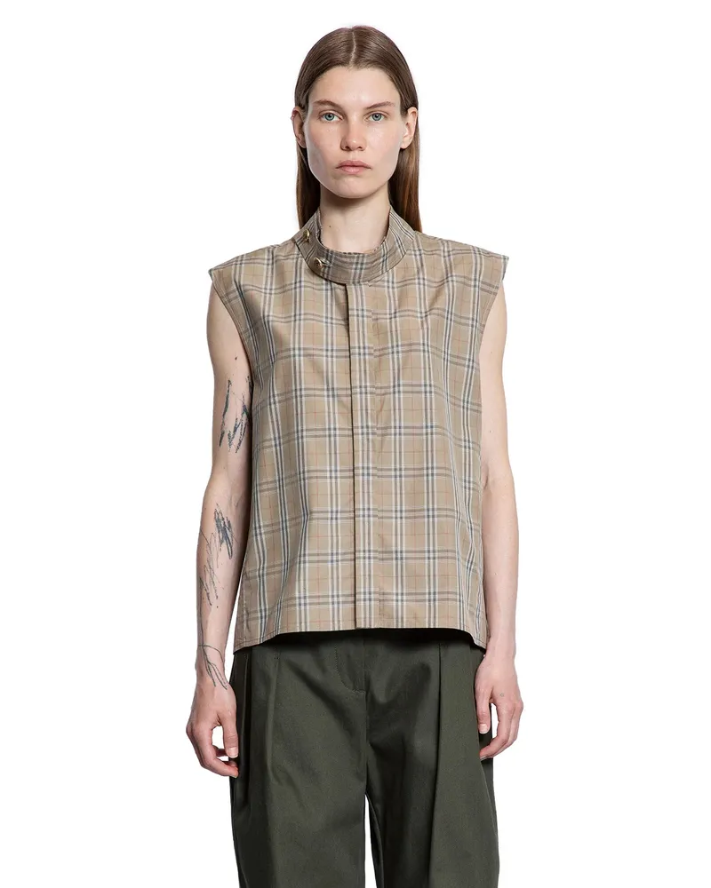Burberry Signature Check Cotton Canvas Gilet Beige