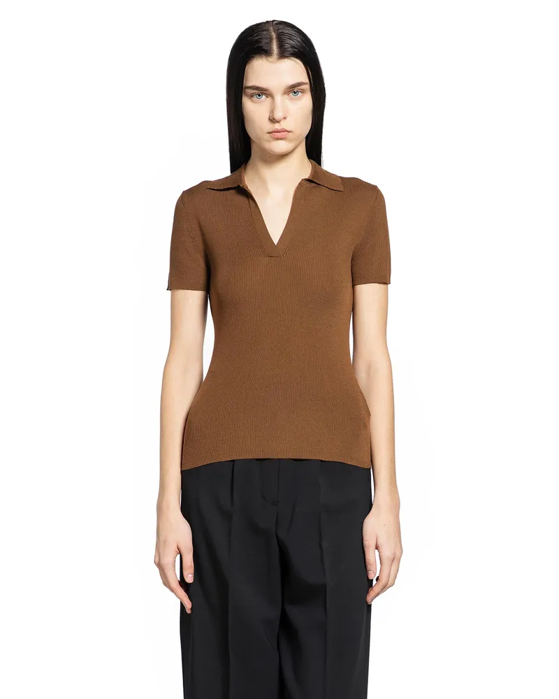 Max Mara Rib-Knit Wool Sweater Brown