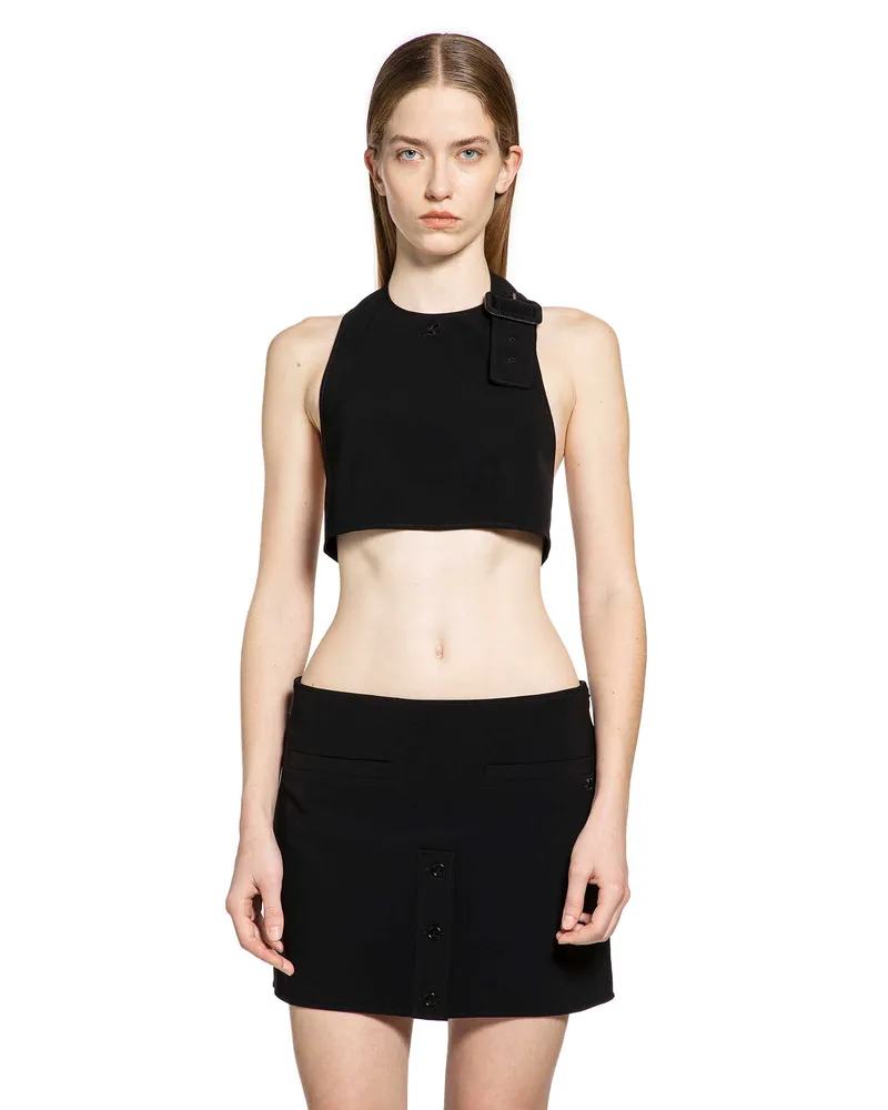 Courrèges Double Buckle Crepe Bra Black