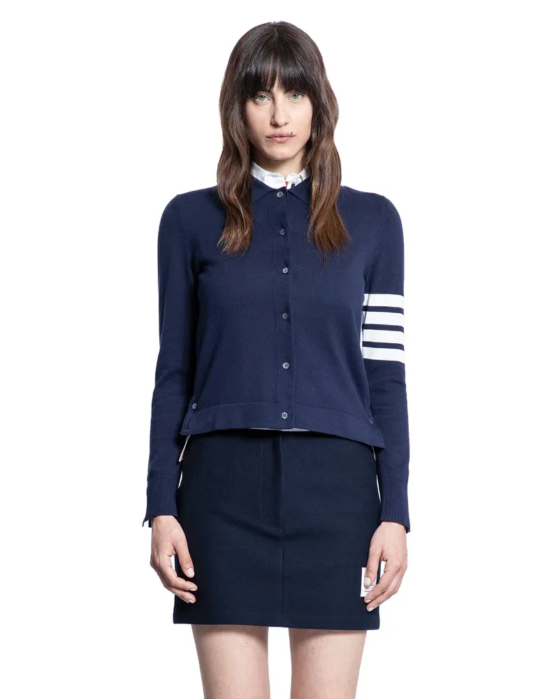 Thom Browne Cardigan in cotone a 4 barre Blue