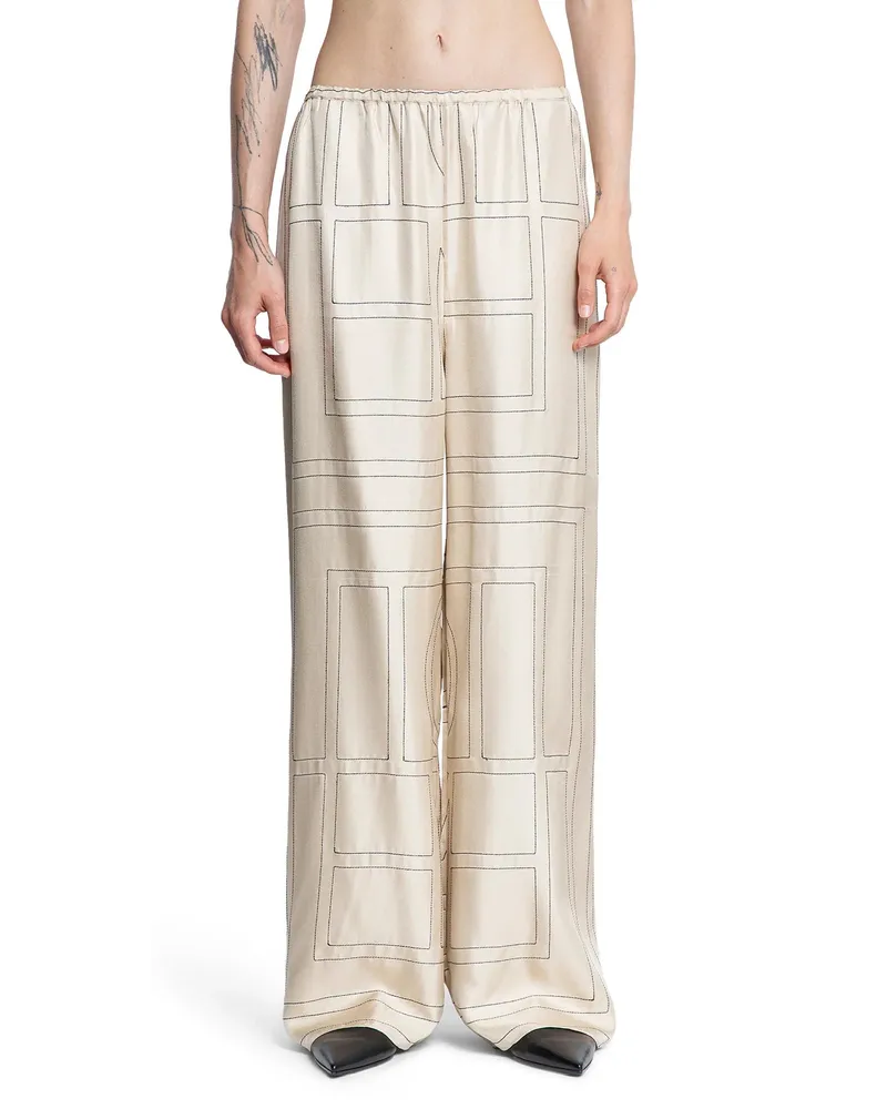Totême Monogram Silk PJ Bottoms Beige