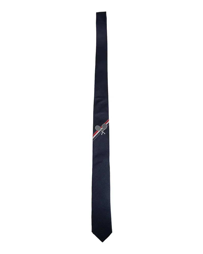 Thom Browne RWB Tennis Icon Jacquard Tie Blue
