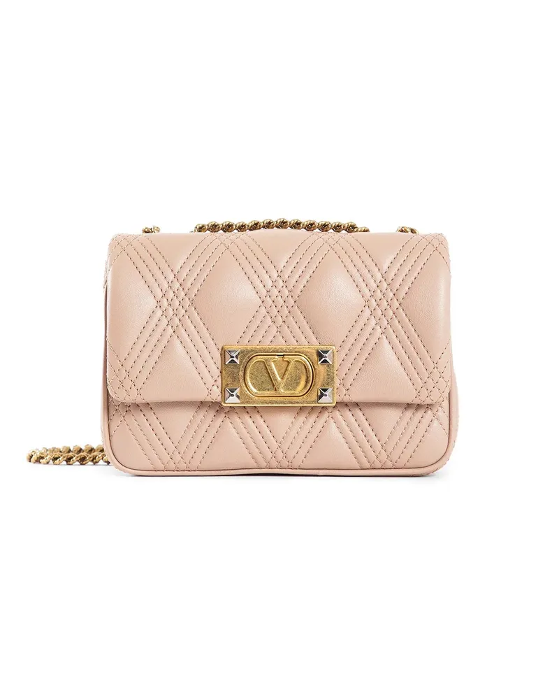 Valentino Garavani Borsa a tracolla piccola Quiltie 67 con catena in pelle nappa Pink