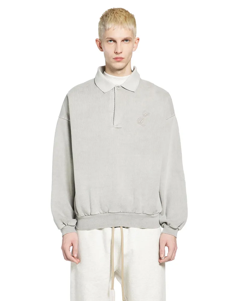 Fear of God Embroidered Classic Polo Sweatshirt Grey