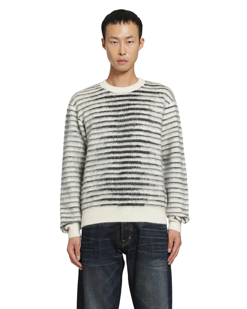 Tom Ford Brushed Striped Mohair Sweater Black&white