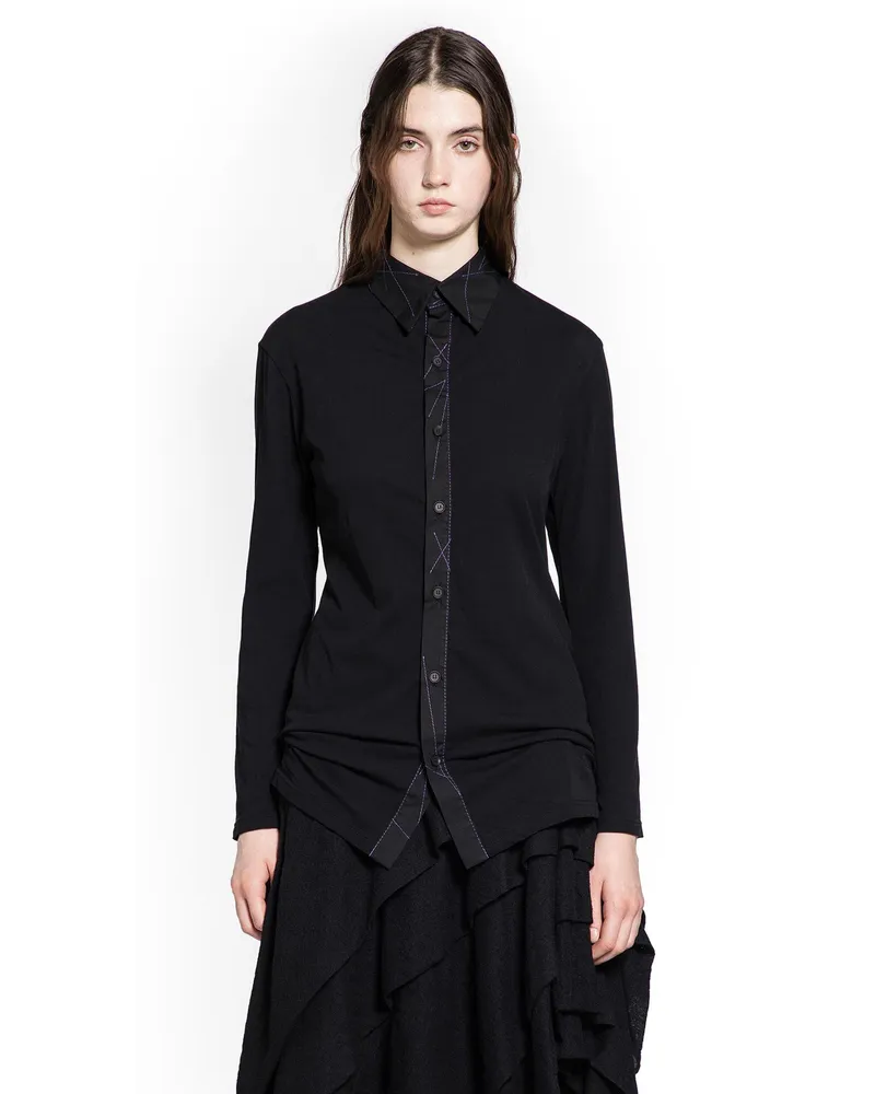 Yohji Yamamoto Color Stitched Blouse A Black