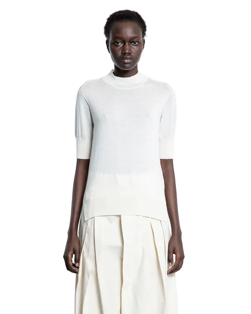 Jil Sander Sjort Sleeve Knit Top White