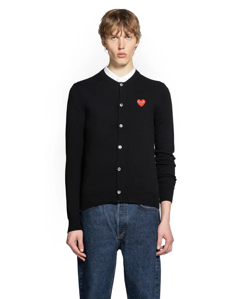 Comme des Garçons Heart Cardigan in Wool Black