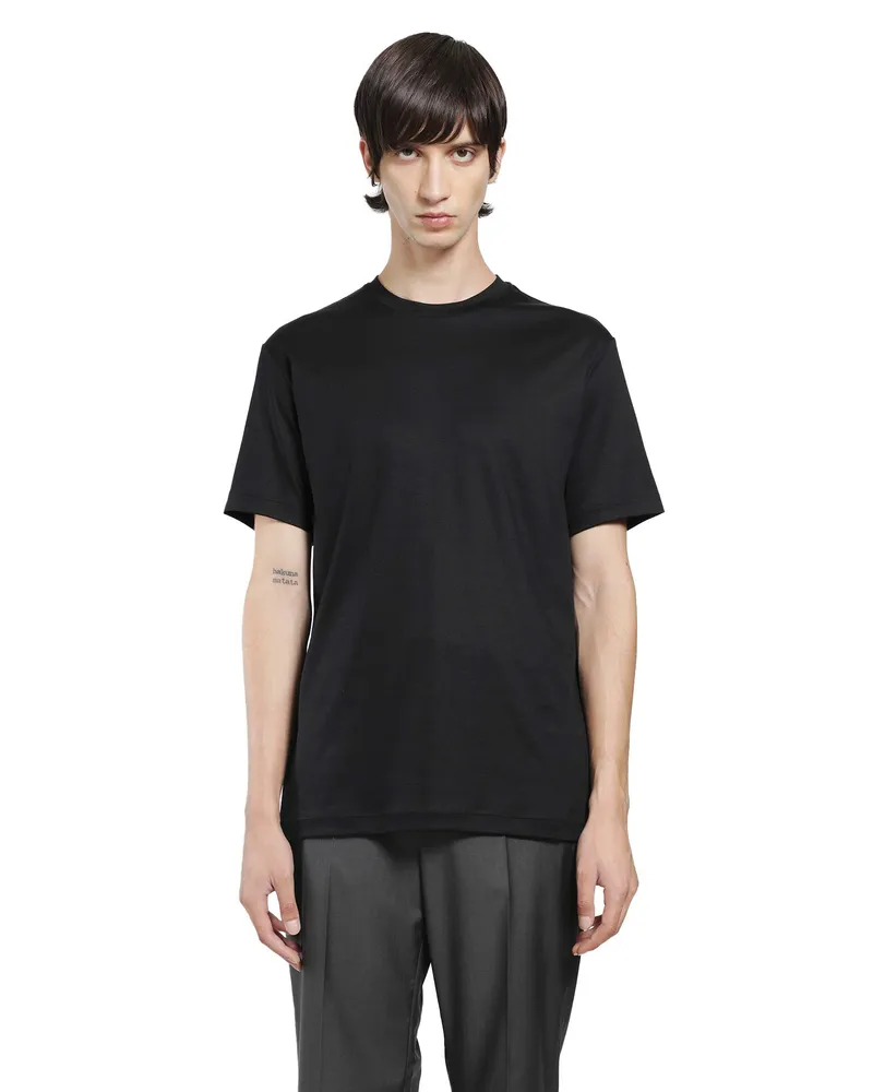 Giorgio Armani Cotton Jersey Short Sleeve T-Shirt Black