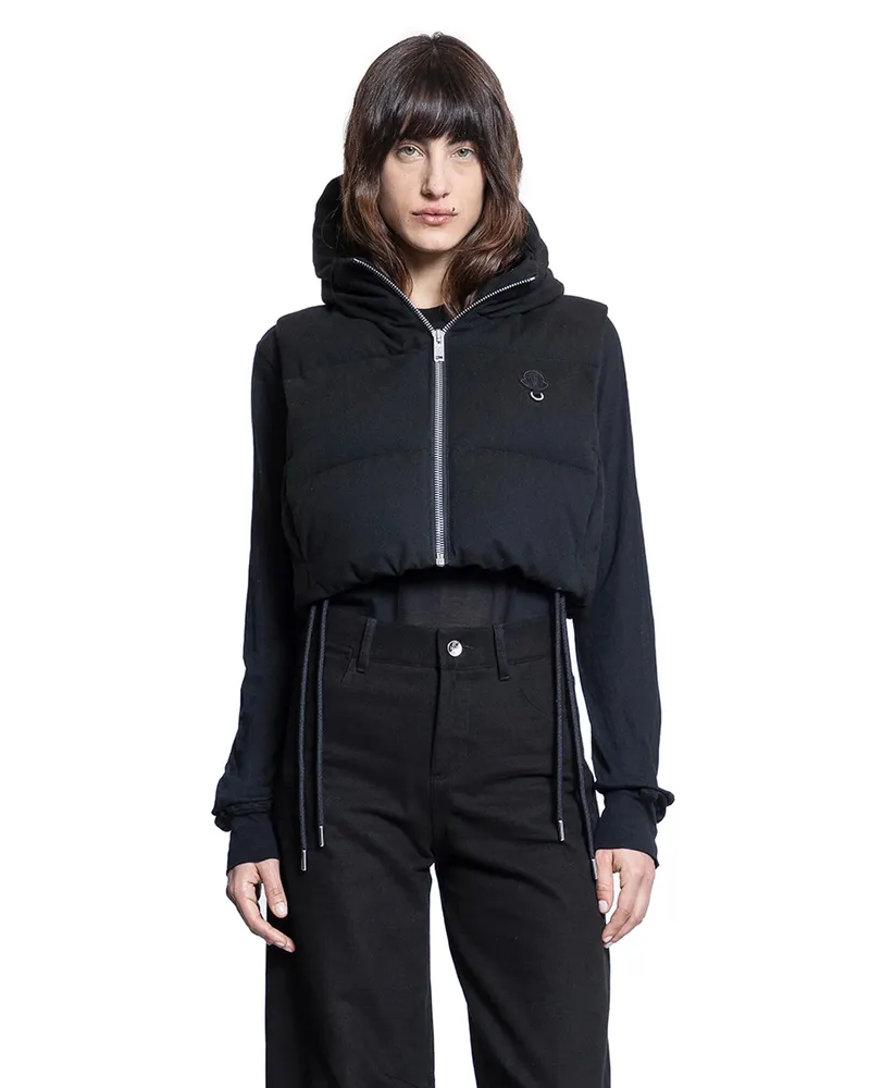 Moncler Alexia Cropped Hooded Down Vest Black