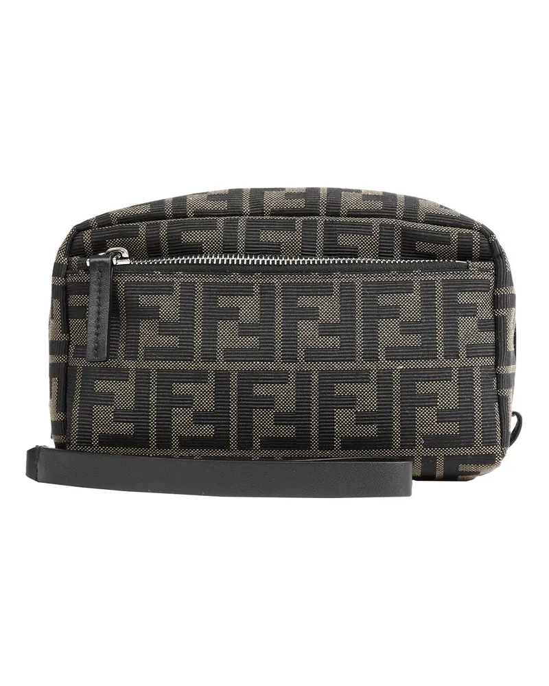 Fendi Small Double Zip Toiletry Case Brown