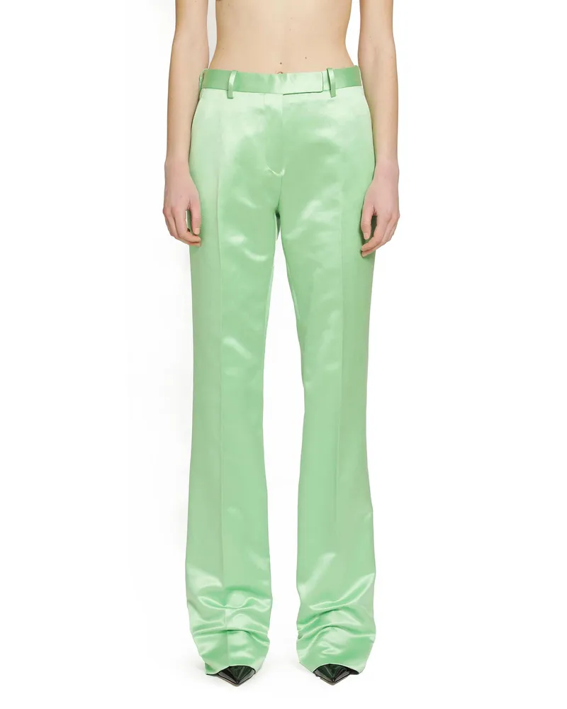 Tom Ford Silk Duchesse Tailored Trousers Green