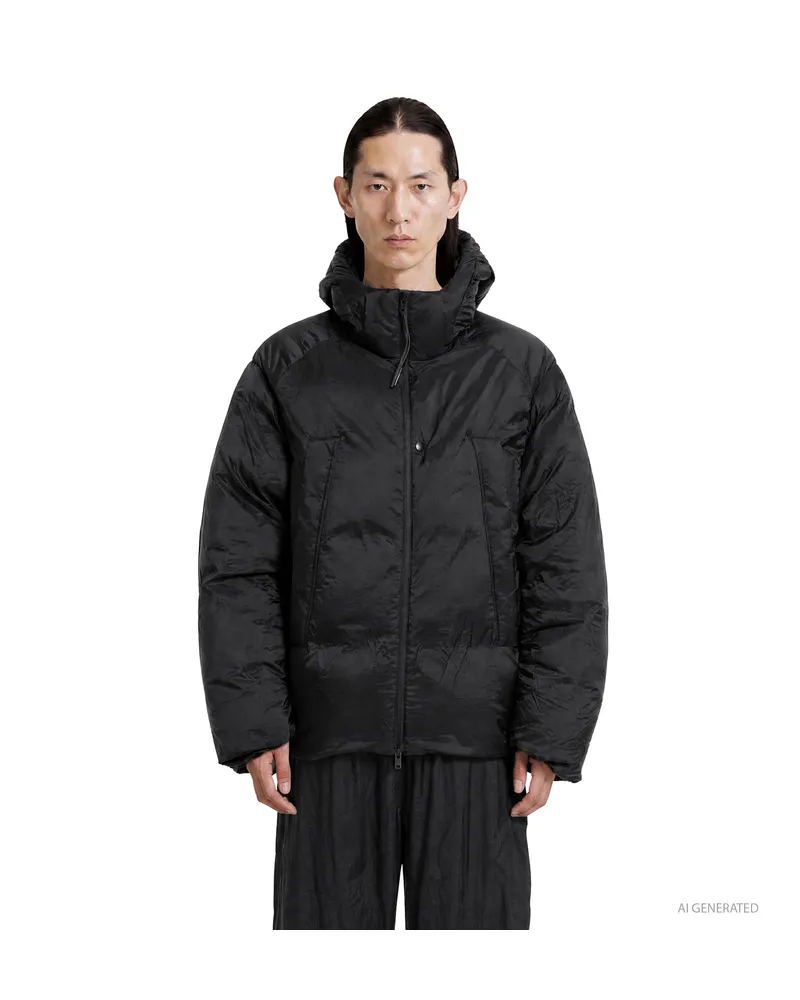 Y-3 Hooded Puffer Jacket Black