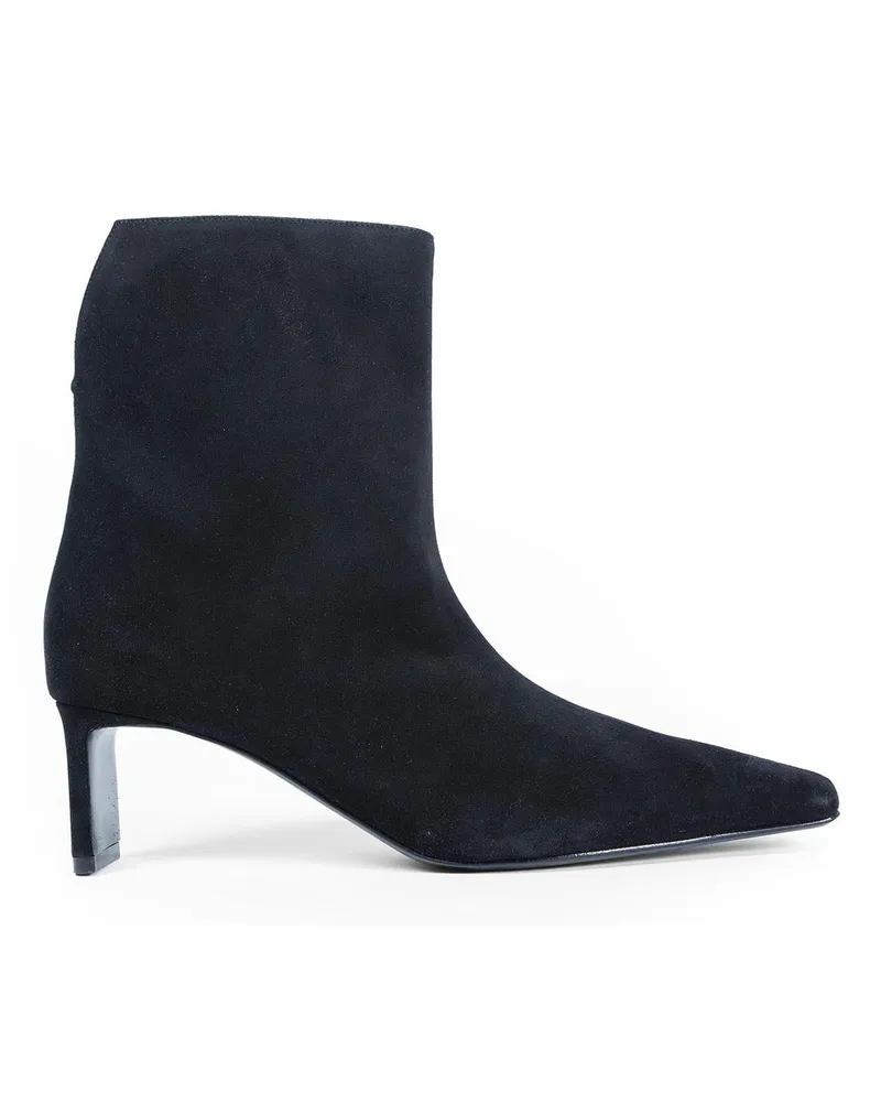 KHAITE Ona Ankle Boots in Leather Black