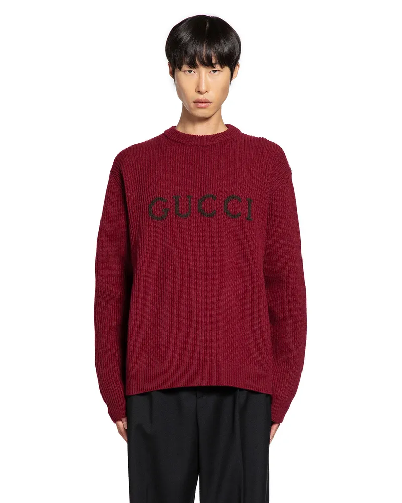 Gucci Wool Cashmere Logo Sweater Red